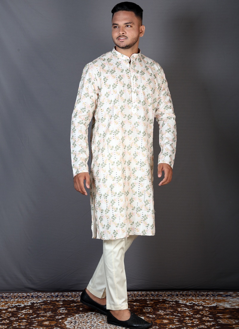 Multi Color Cotton Printed Men's Kurta Multi Color Cotton Printed Men's Kurta