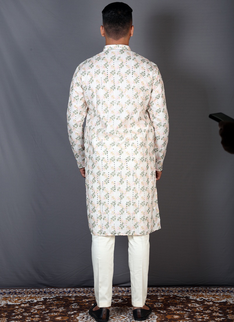 Multi Color Cotton Printed Men's Kurta Multi Color Cotton Printed Men's Kurta
