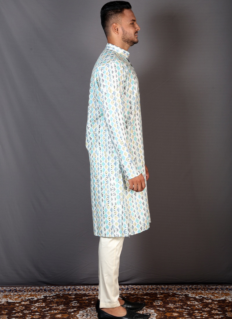 Multicolor Cotton Knee Length Printed Kurta For Mens Multicolor Cotton Knee Length Printed Kurta For Mens