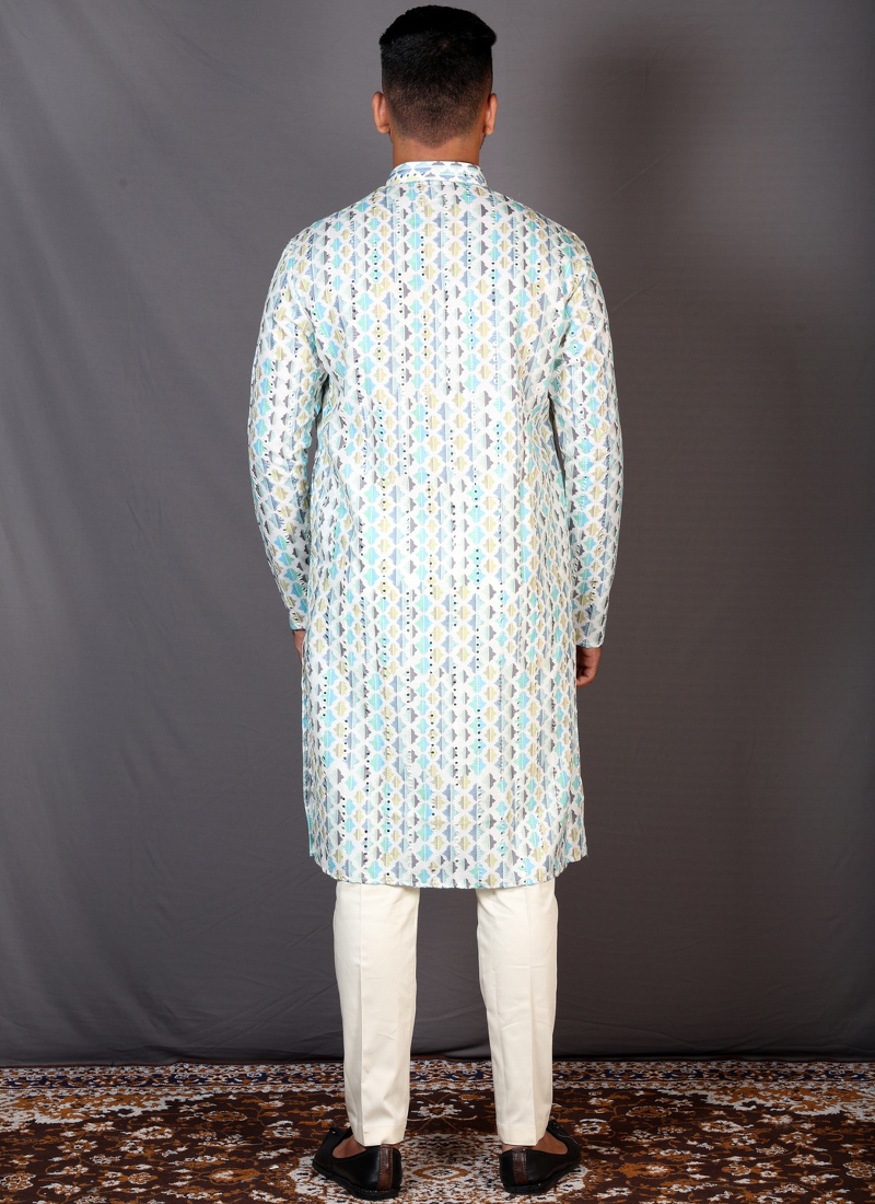 Multicolor Cotton Knee Length Printed Kurta For Mens Multicolor Cotton Knee Length Printed Kurta For Mens