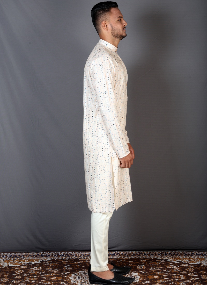 Multicolor Cotton Knee Length Printed Kurta For Mens KF240304 Multicolor Cotton Knee Length Printed Kurta For Mens KF240304