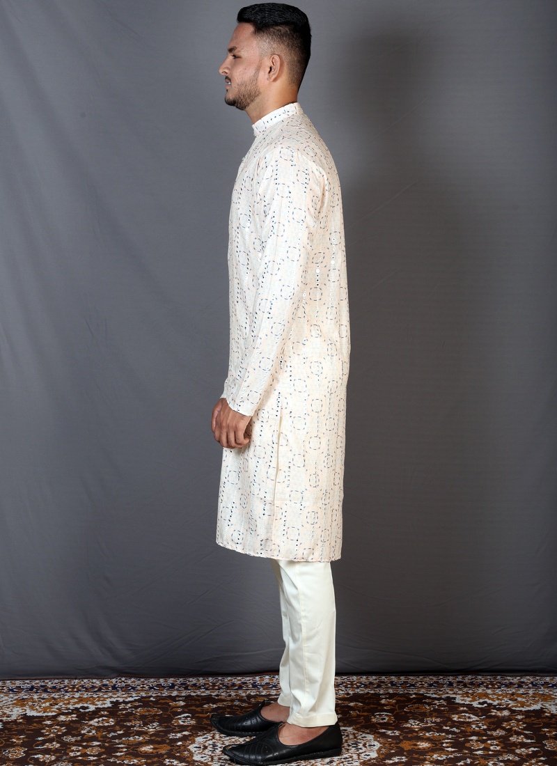 Multicolor Cotton Knee Length Printed Kurta For Mens KF240304 Multicolor Cotton Knee Length Printed Kurta For Mens KF240304