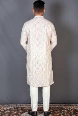 Multicolor Cotton Knee Length Printed Kurta For Mens KF240304