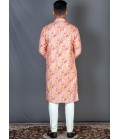 Pink Cotton Knee Length Straight Cut Printed Kurta KF240308 Pink Cotton Knee Length Straight Cut Printed Kurta KF240308