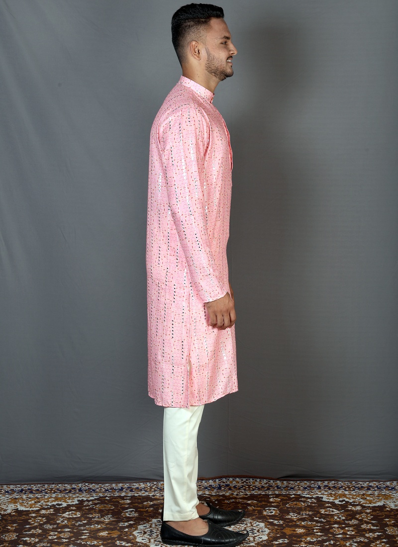 Pink Straight Cut Printed Kurta For Festivals KF240309 Pink Straight Cut Printed Kurta For Festivals KF240309