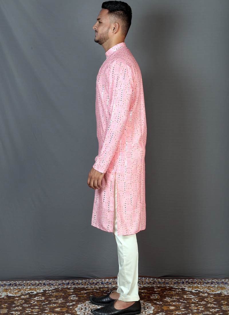 Pink Straight Cut Printed Kurta For Festivals KF240309 Pink Straight Cut Printed Kurta For Festivals KF240309