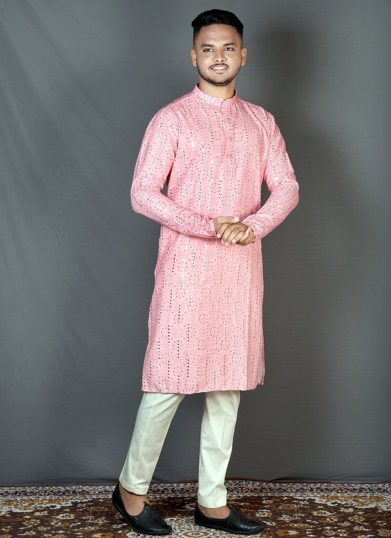 Pink Straight Cut Printed Kurta For Festivals KF240309 Pink Straight Cut Printed Kurta For Festivals KF240309