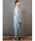 Sky Blue Soft Silk Embroidered Wedding Indo-Western Sky Blue Soft Silk Embroidered Wedding Indo-Western