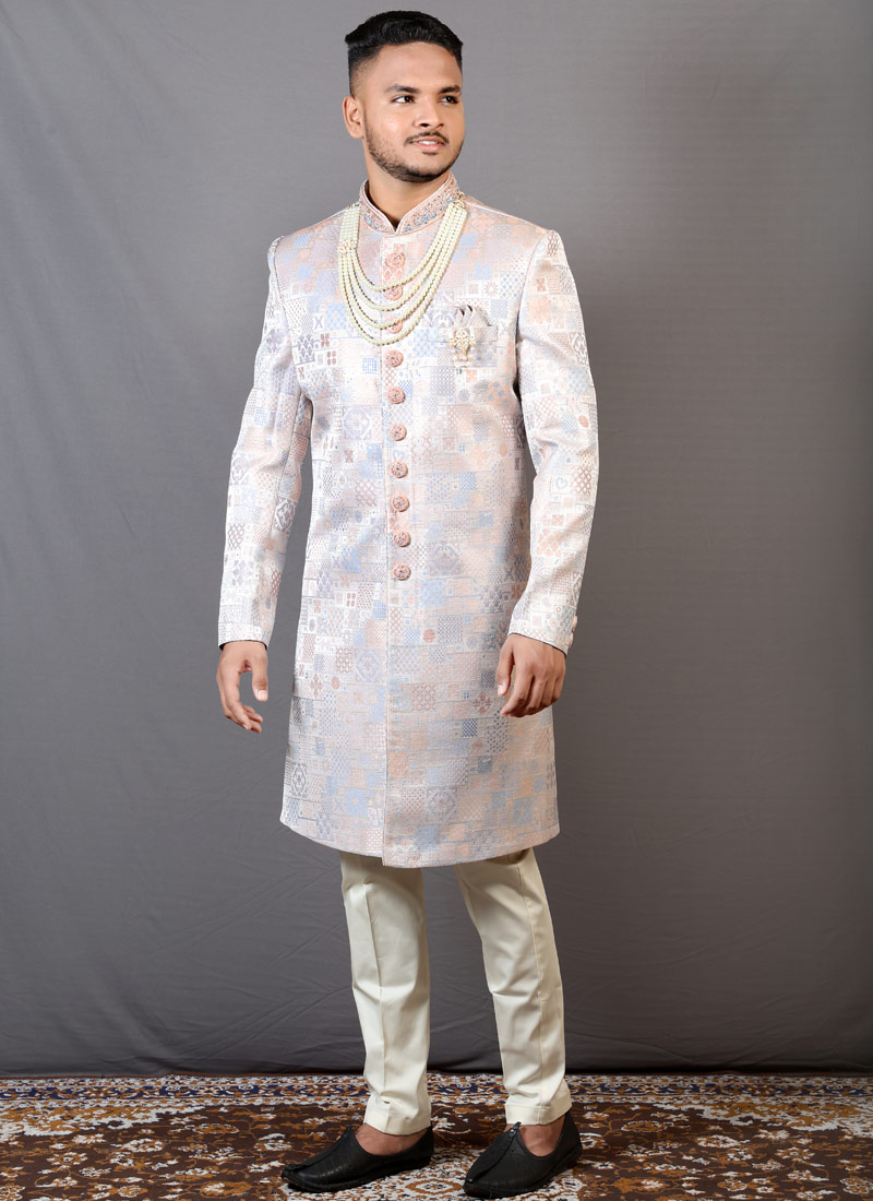 Multi Color Jacquard Wedding Indo-Western For Men Multi Color Jacquard Wedding Indo-Western For Men