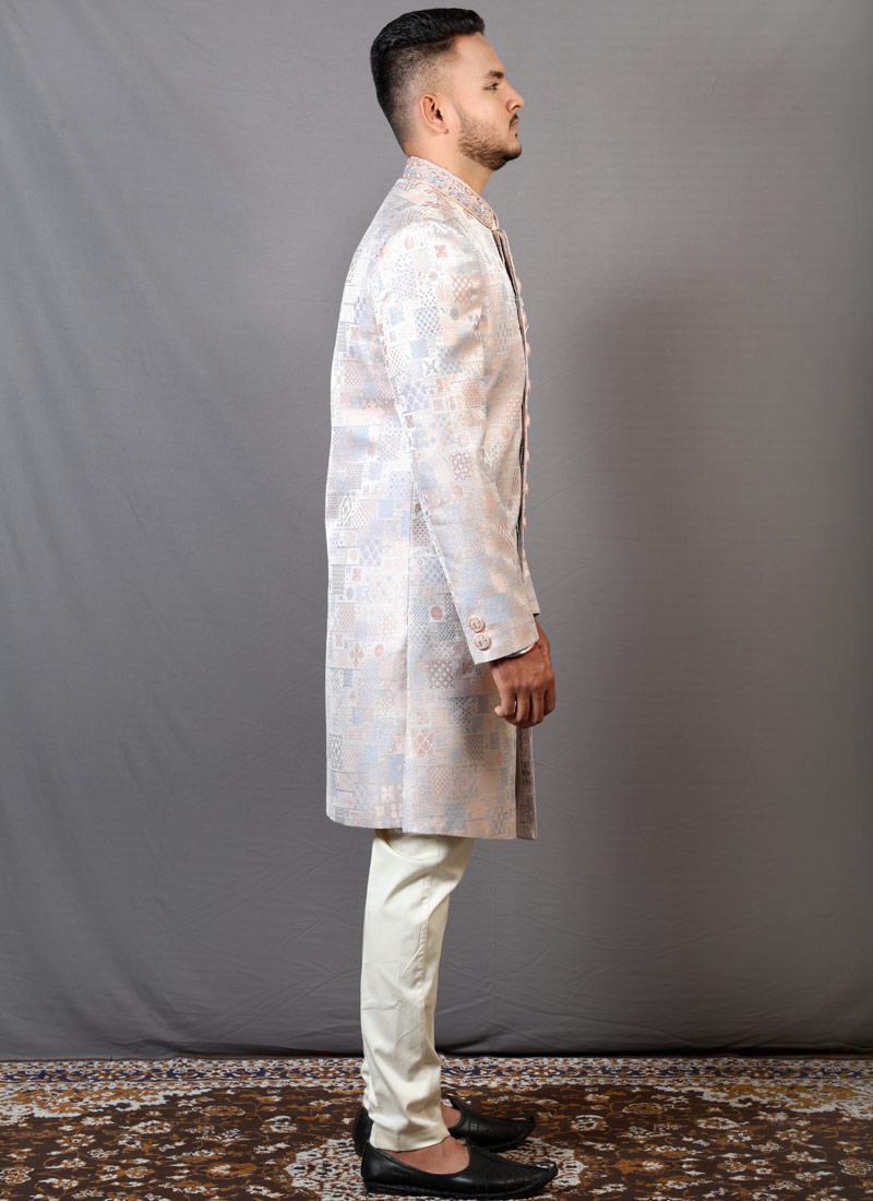 Multi Color Jacquard Wedding Indo-Western For Men Multi Color Jacquard Wedding Indo-Western For Men