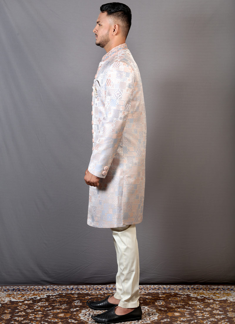 Multi Color Jacquard Wedding Indo-Western For Men Multi Color Jacquard Wedding Indo-Western For Men