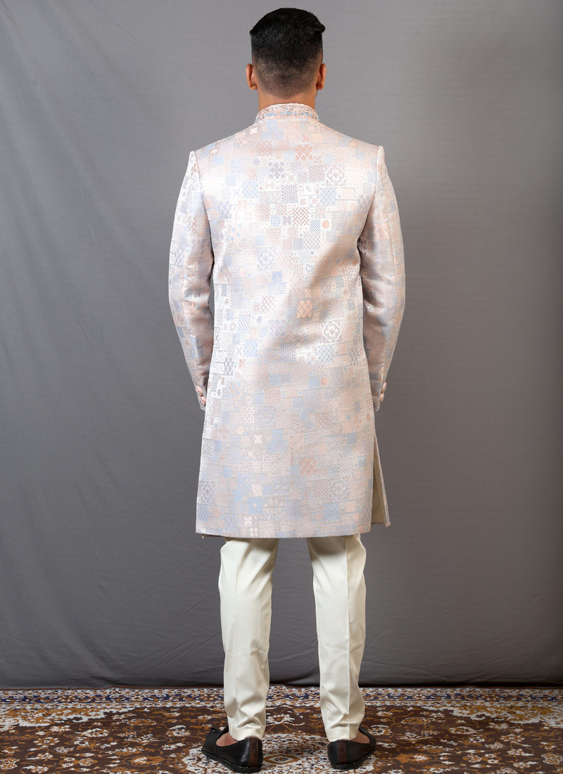 Multi Color Jacquard Wedding Indo-Western For Men Multi Color Jacquard Wedding Indo-Western For Men