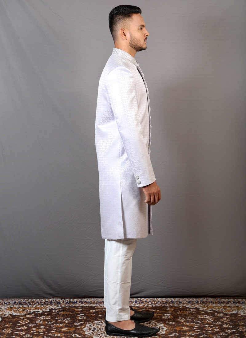 Steal Grey Jacquard Wedding Indo-Western For Men Steal Grey Jacquard Wedding Indo-Western For Men