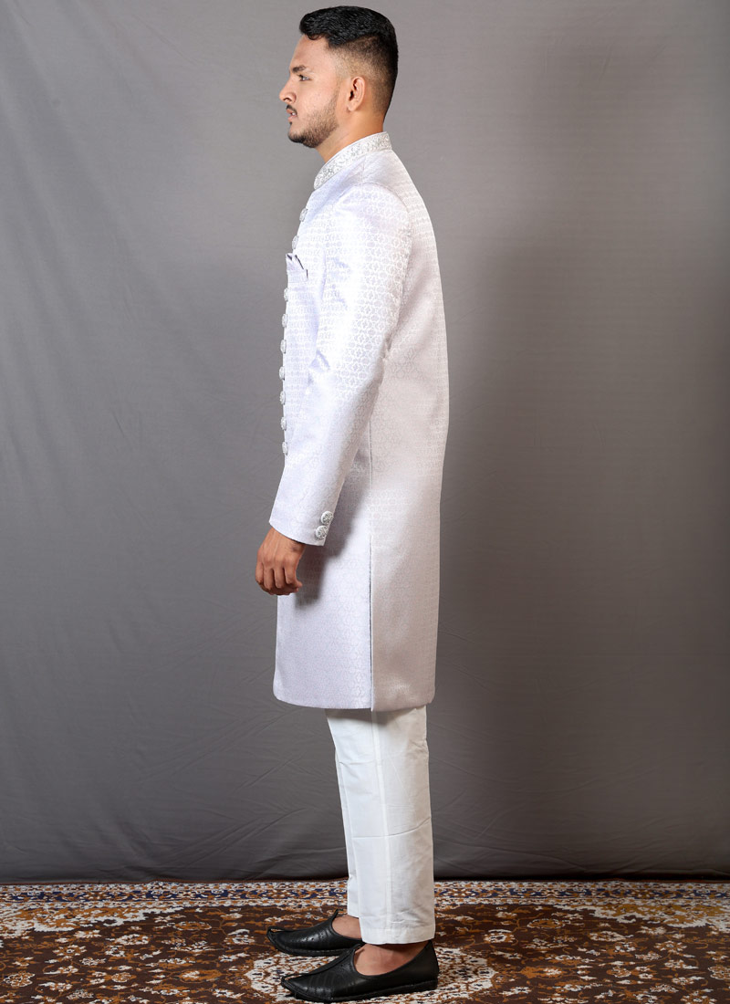 Steal Grey Jacquard Wedding Indo-Western For Men Steal Grey Jacquard Wedding Indo-Western For Men
