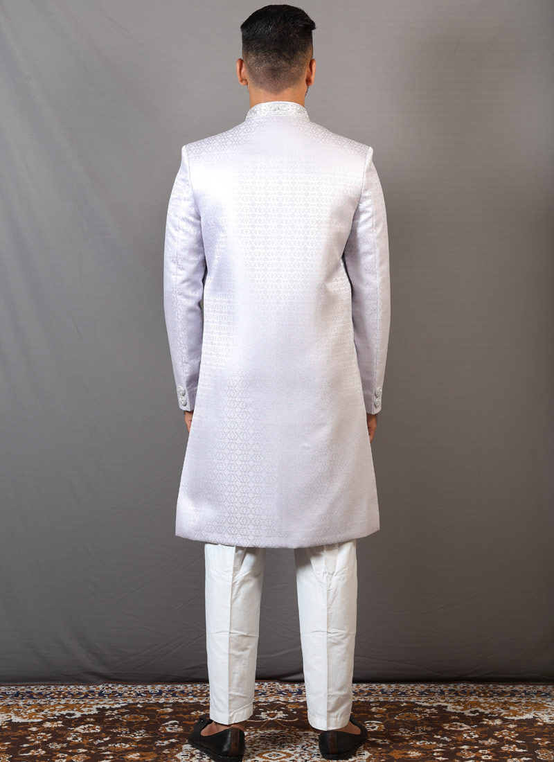 Steal Grey Jacquard Wedding Indo-Western For Men Steal Grey Jacquard Wedding Indo-Western For Men