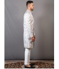Onion Sky Blue Jacquard Wedding Indo-Western For Men Onion Sky Blue Jacquard Wedding Indo-Western For Men