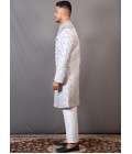 Onion Sky Blue Jacquard Wedding Indo-Western For Men Onion Sky Blue Jacquard Wedding Indo-Western For Men