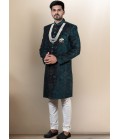 Green Velvet Embroidered Mens Wedding Indo Western Green Velvet Embroidered Mens Wedding Indo Western