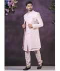 Pink Soft Silk Embroidered Mens Wedding Indo Western Pink Soft Silk Embroidered Mens Wedding Indo Western