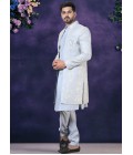 Sky Blue Soft Silk Embroidered Mens Wedding Indo Western Sky Blue Soft Silk Embroidered Mens Wedding Indo Western