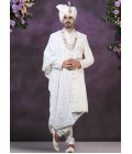 Regal Elegance Cream Velvet Embroidered Sherwani For Men Regal Elegance Cream Velvet Embroidered Sherwani For Men