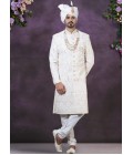 Regal Elegance Cream Velvet Embroidered Sherwani For Men Regal Elegance Cream Velvet Embroidered Sherwani For Men