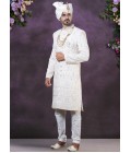 Regal Elegance Cream Velvet Embroidered Sherwani For Men Regal Elegance Cream Velvet Embroidered Sherwani For Men