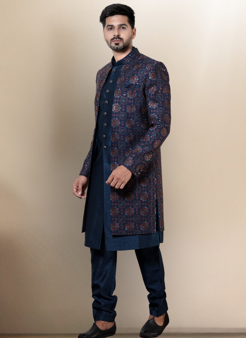 Rama Soft Silk Mens Wedding Indo Western Rama Soft Silk Mens Wedding Indo Western