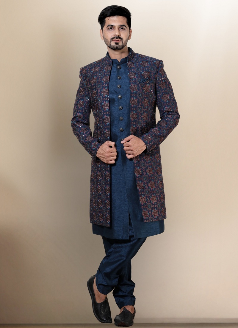 Rama Soft Silk Mens Wedding Indo Western Rama Soft Silk Mens Wedding Indo Western