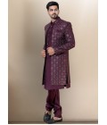 Wine Soft Silk Embroidered Mens Wedding Indo Western Wine Soft Silk Embroidered Mens Wedding Indo Western