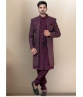 Wine Soft Silk Embroidered Mens Wedding Indo Western Wine Soft Silk Embroidered Mens Wedding Indo Western