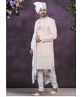 Peach Georgette Embroidered Mens Groom Indo Western Peach Georgette Embroidered Mens Groom Indo Western