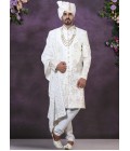 Cream Silk Embroidered Mens Groom Indo Western Cream Silk Embroidered Mens Groom Indo Western