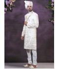 Cream Silk Embroidered Mens Groom Indo Western Cream Silk Embroidered Mens Groom Indo Western