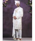 Cream Silk Embroidered Mens Groom Indo Western Cream Silk Embroidered Mens Groom Indo Western