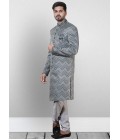 Gray And Green Jacquard Silk Wedding Indo Western Gray And Green Jacquard Silk Wedding Indo Western