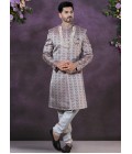 Wine Jacquard Silk Mens Wedding Indo Western Wine Jacquard Silk Mens Wedding Indo Western