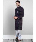 Blue Velvet Embroidered Mens Wedding Indo Western Blue Velvet Embroidered Mens Wedding Indo Western