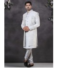 Grey Soft Silk Embroidered Mens Wedding Indo Western Grey Soft Silk Embroidered Mens Wedding Indo Western