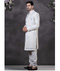 Grey Soft Silk Embroidered Mens Wedding Indo Western Grey Soft Silk Embroidered Mens Wedding Indo Western