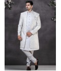 Grey Soft Silk Embroidered Mens Wedding Indo Western Grey Soft Silk Embroidered Mens Wedding Indo Western