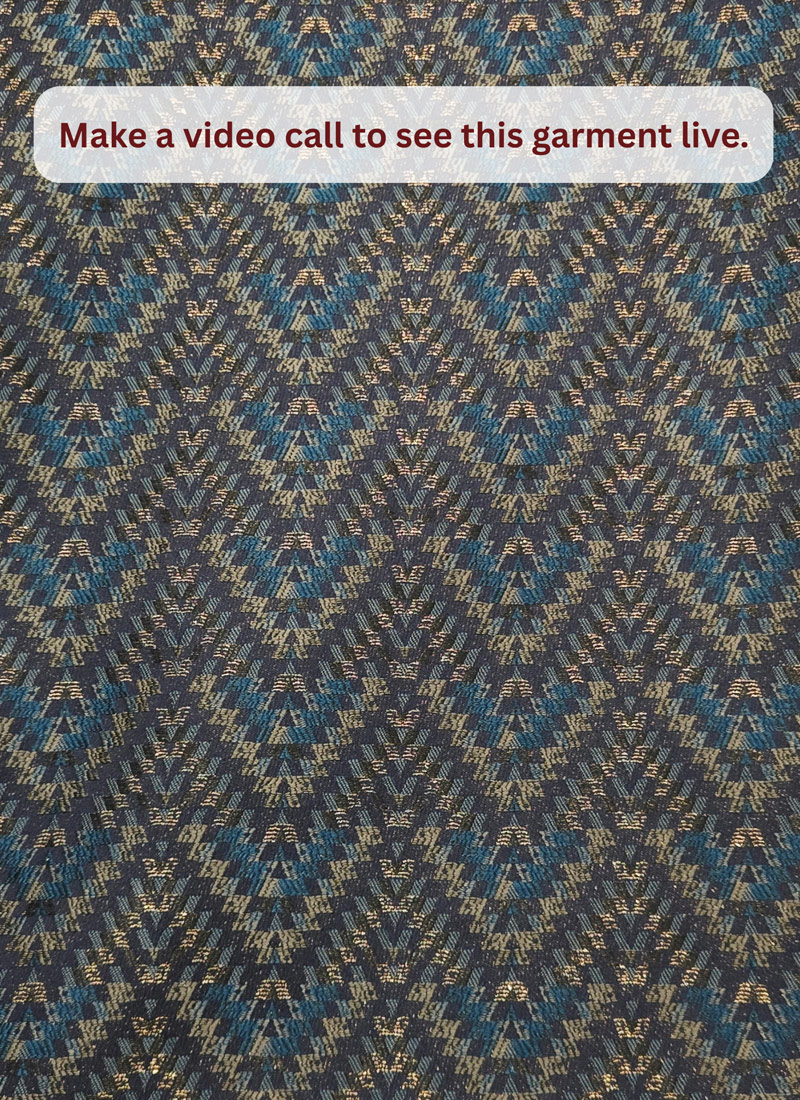 Premium Teal Silk Jacquard 3 Piece Indo Western