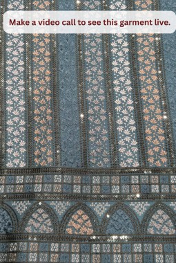 Designer Teal Silk Embroidered 3 Piece Indo Western