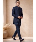 Premium Teal Silk Embroidered Wedding Indo Western