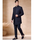 Premium Teal Silk Embroidered Wedding Indo Western