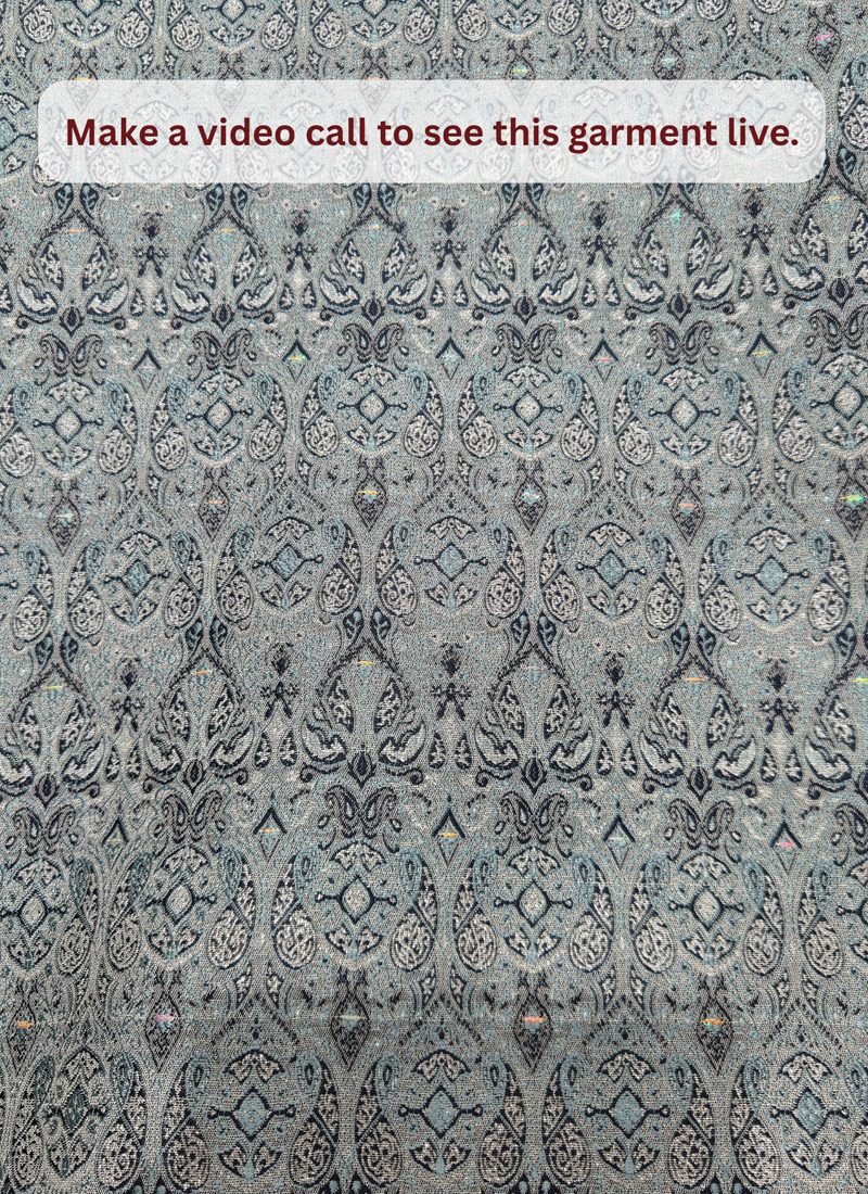 Pale Powder Blue Silk Jacquard Wedding Indo Western