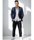 Navy Blue Knited Mens Blazer