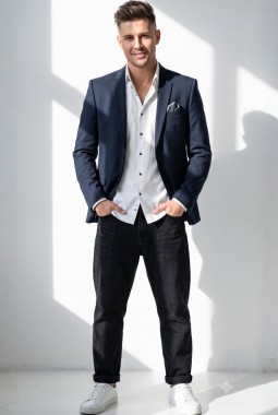 Navy Blue Knited Mens Blazer