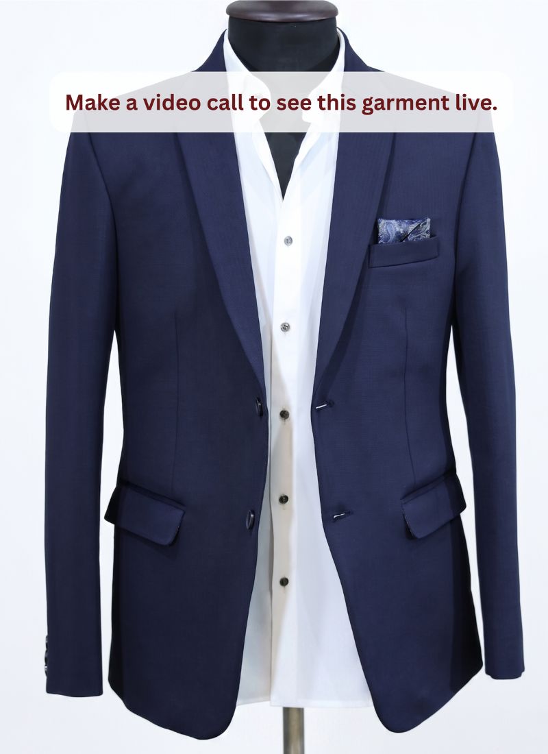 Navy Blue Knited Mens Blazer