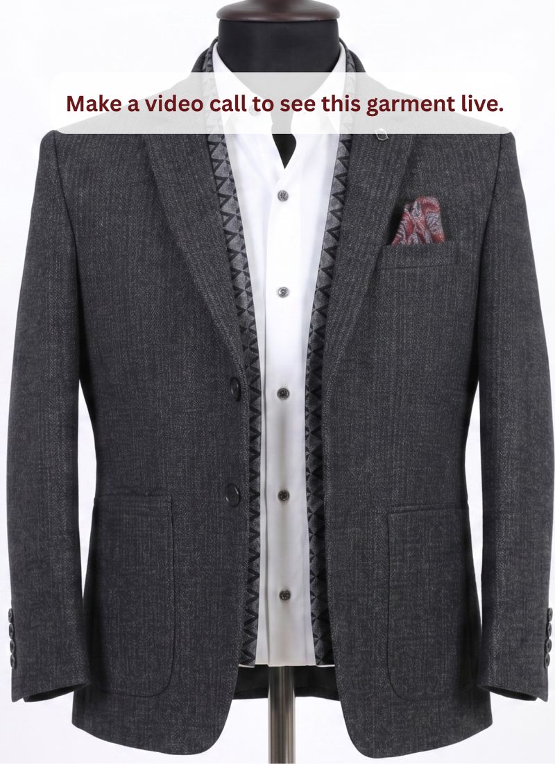 Grey Knited Mens Blazer